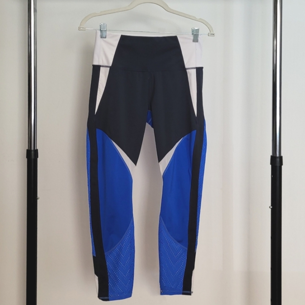 Athleta High Rise Blue Colorblock Leggings Size S